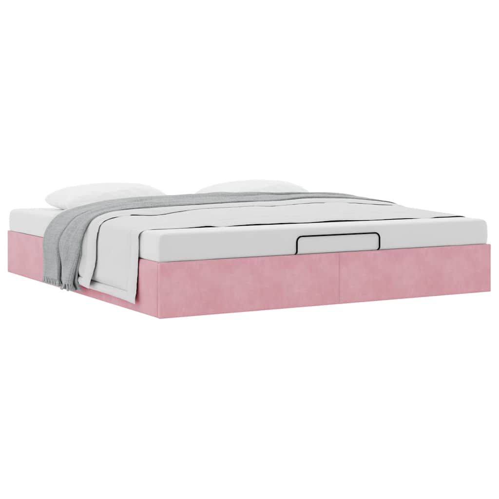Cadre de lit ottoman sans matelas rose 180x200 cm velours - XIOS