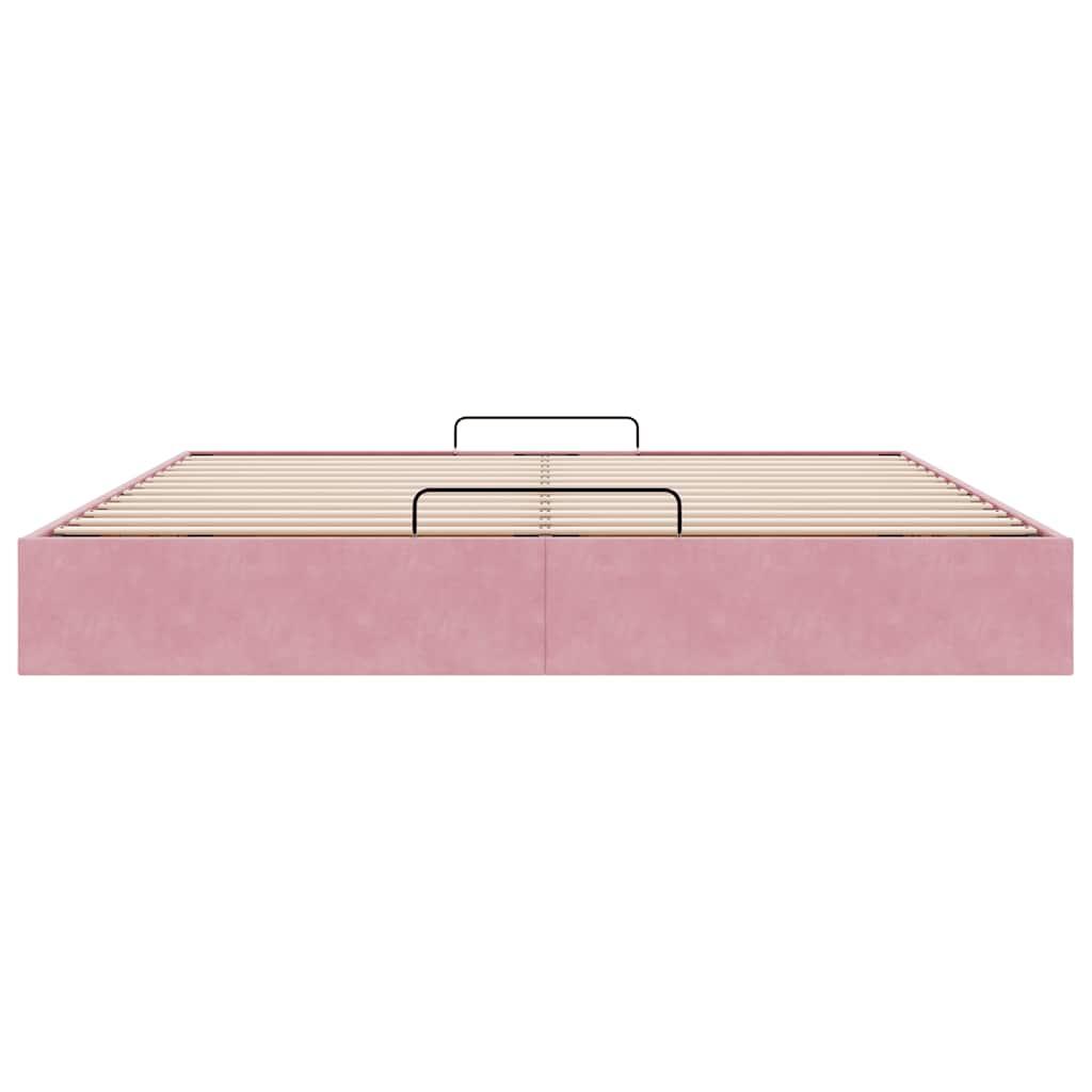 Cadre de lit ottoman sans matelas rose 180x200 cm velours - XIOS