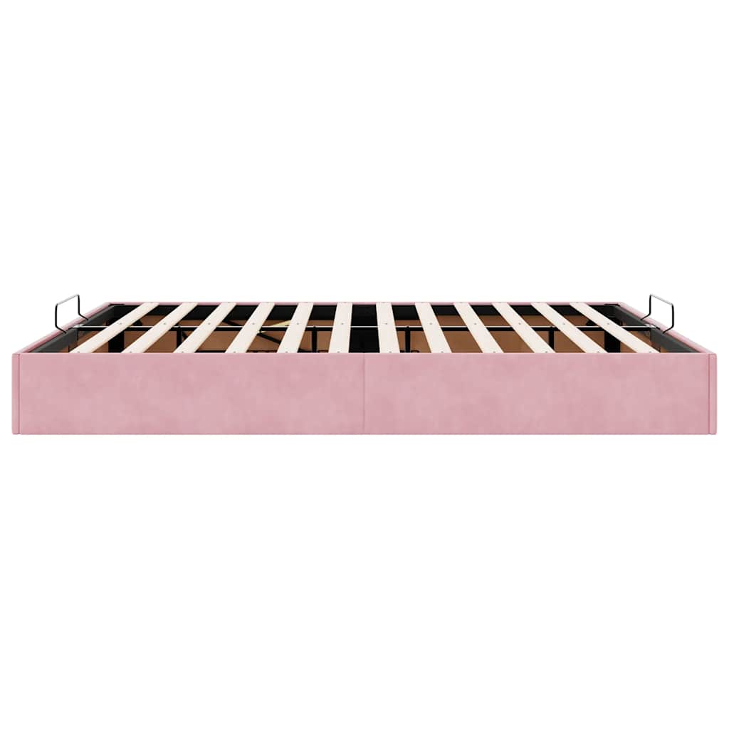 Cadre de lit ottoman sans matelas rose 180x200 cm velours - XIOS