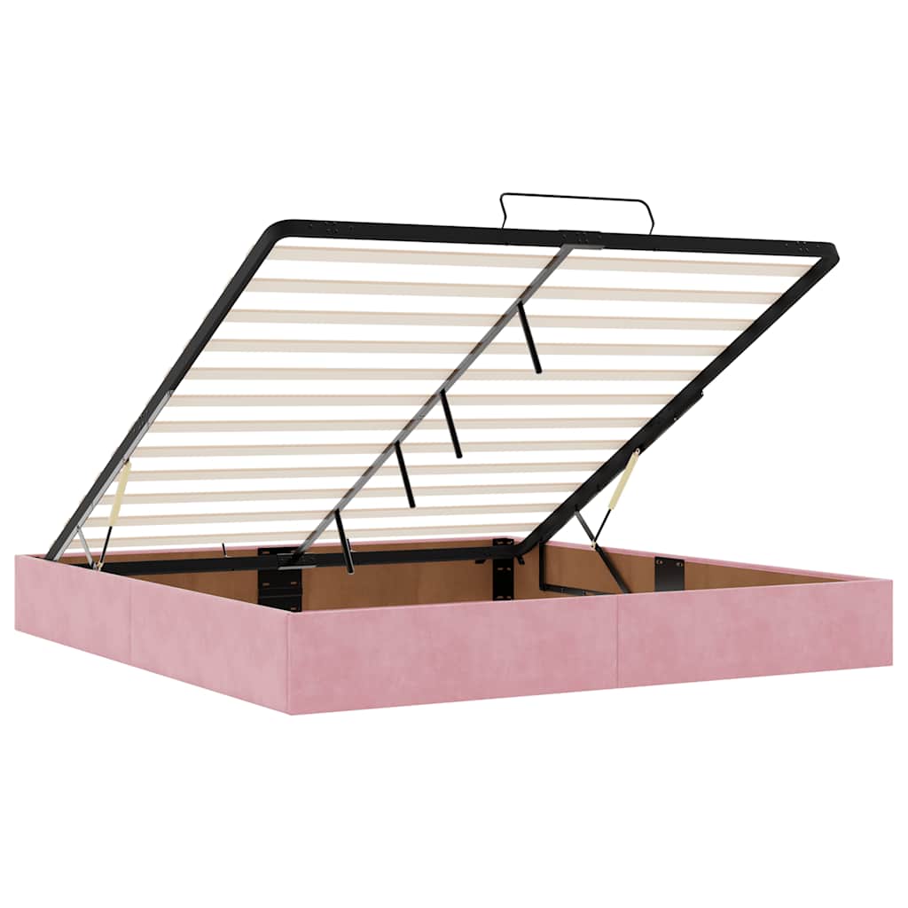 Cadre de lit ottoman sans matelas rose 180x200 cm velours - XIOS