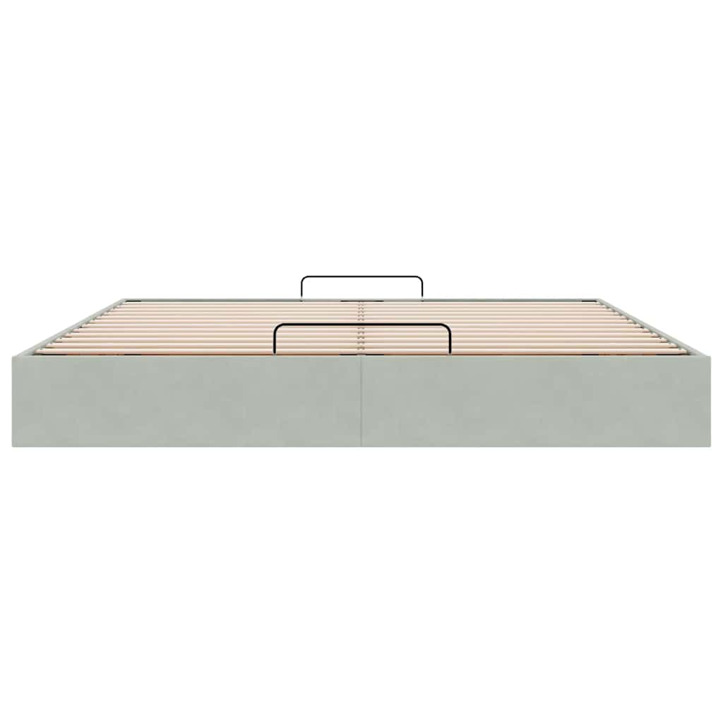 Cadre de lit ottoman sans matelas gris clair 200x200 cm velours - XIOS