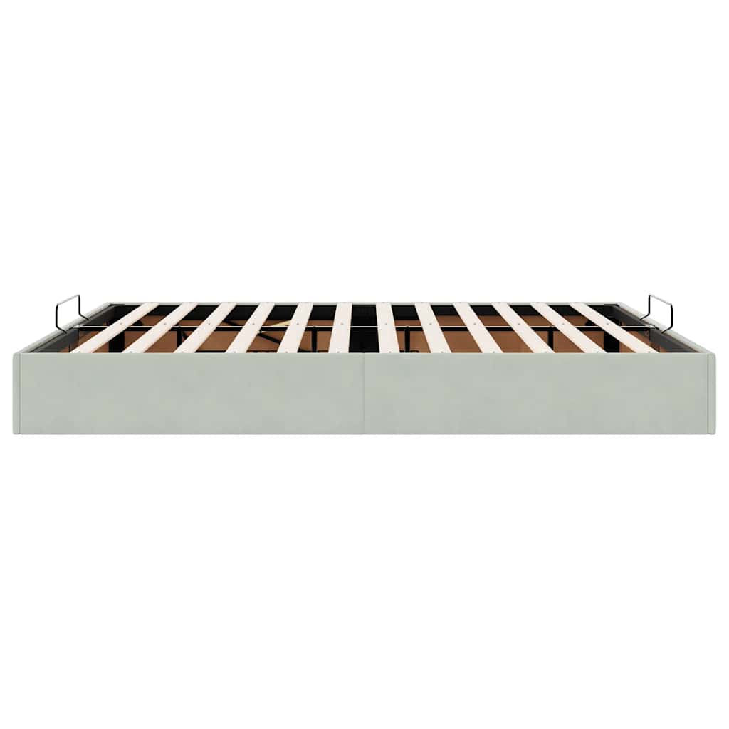 Cadre de lit ottoman sans matelas gris clair 200x200 cm velours - XIOS