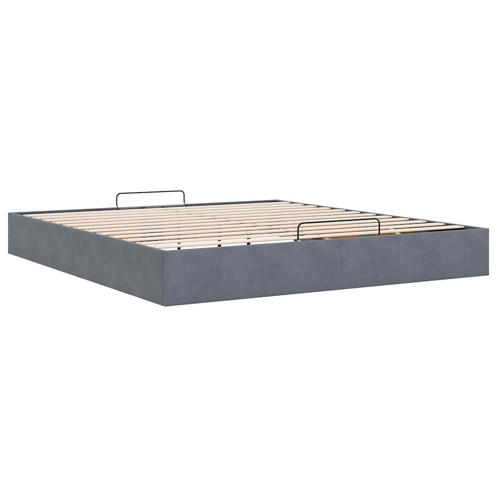 Cadre de lit ottoman sans matelas gris foncé 200x200 cm velours - XIOS