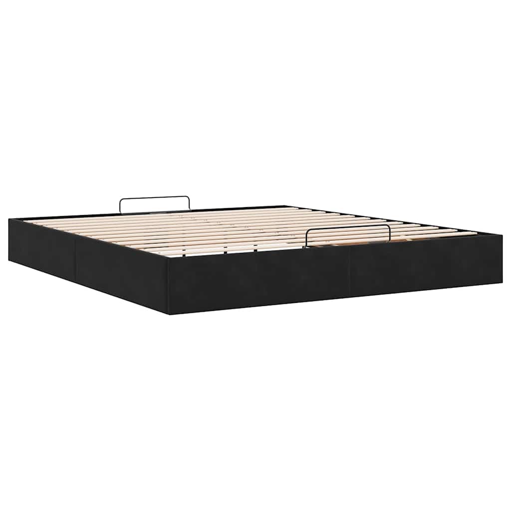 Cadre de lit ottoman sans matelas noir 200x200 cm velours - XIOS