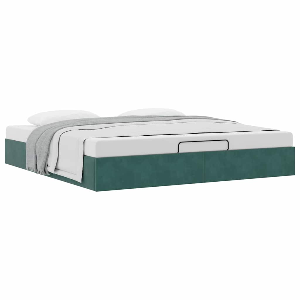Cadre de lit ottoman sans matelas vert foncé 200x200 cm velours - XIOS