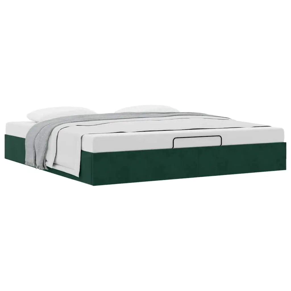 Cadre de lit ottoman sans matelas vert foncé 200x200 cm velours - XIOS