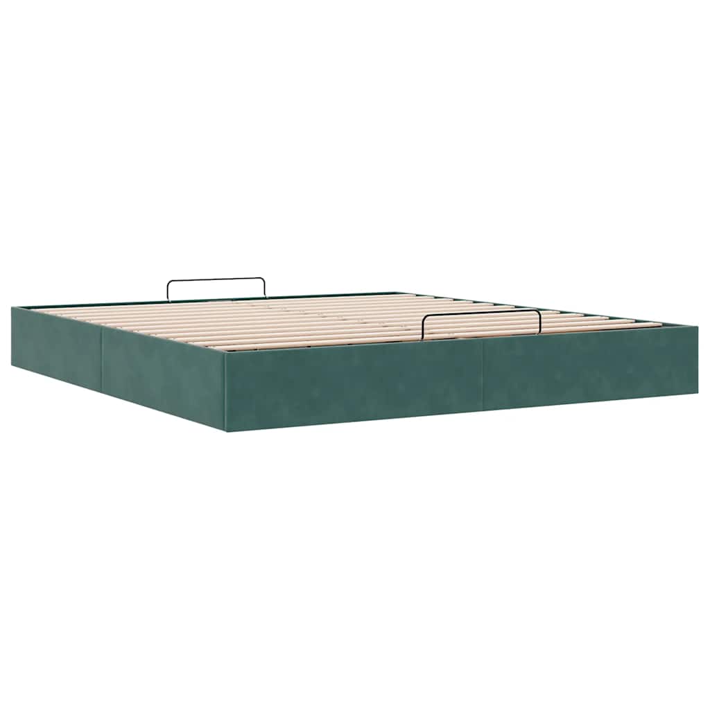 Cadre de lit ottoman sans matelas vert foncé 200x200 cm velours - XIOS