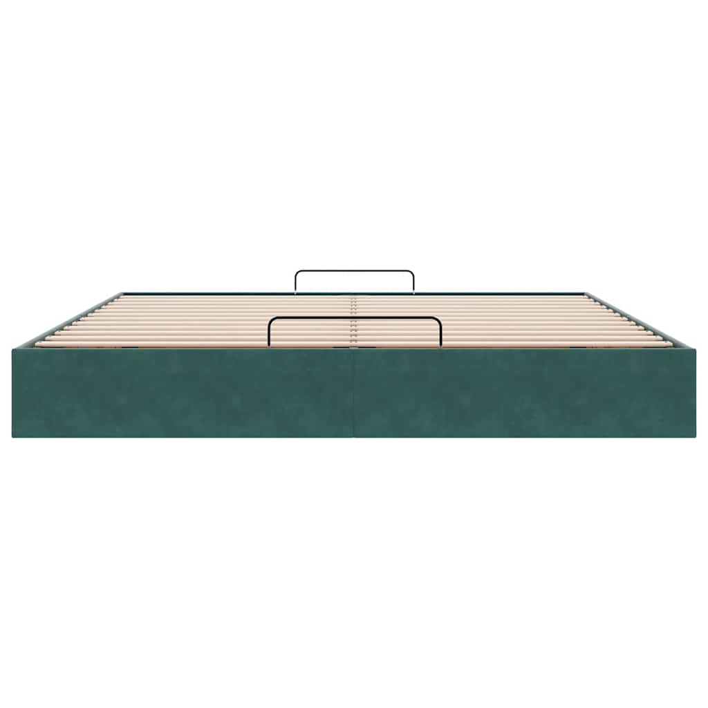 Cadre de lit ottoman sans matelas vert foncé 200x200 cm velours - XIOS