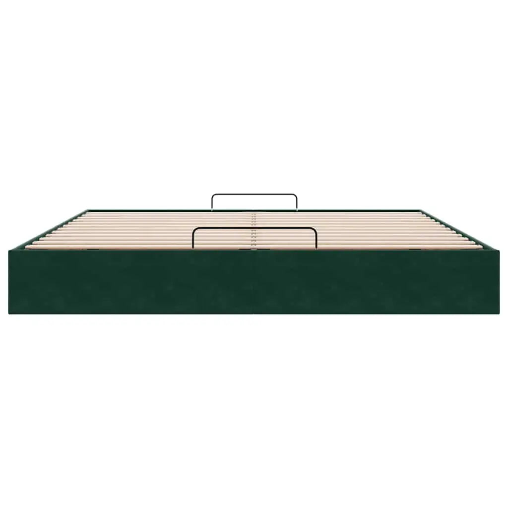Cadre de lit ottoman sans matelas vert foncé 200x200 cm velours - XIOS