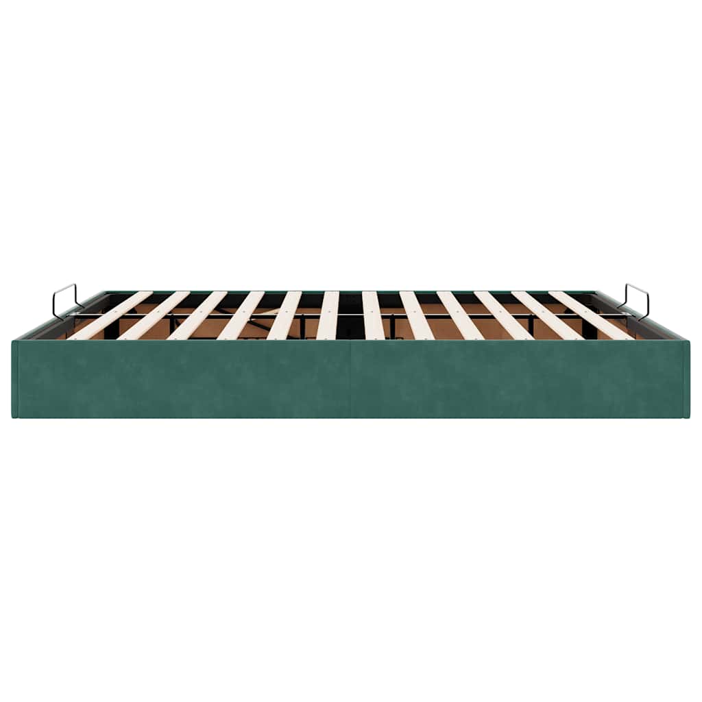 Cadre de lit ottoman sans matelas vert foncé 200x200 cm velours - XIOS