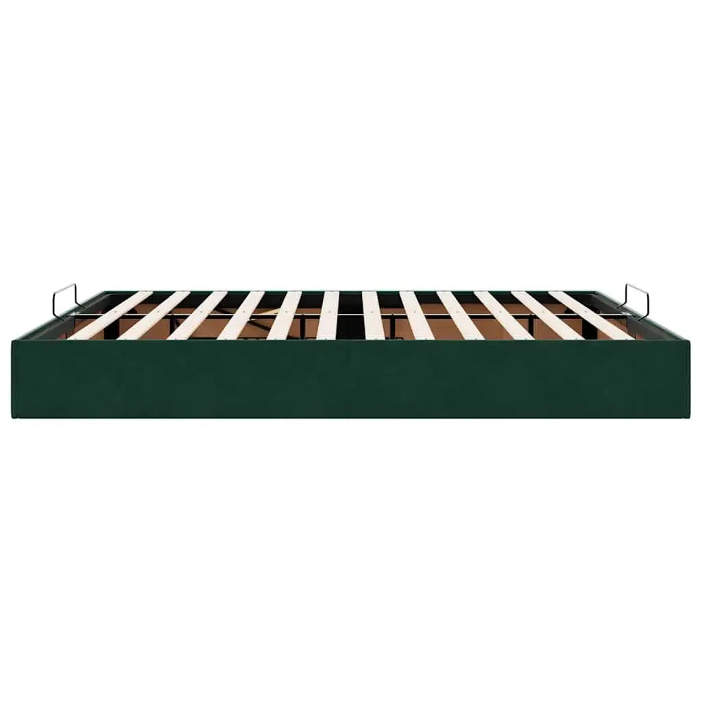 Cadre de lit ottoman sans matelas vert foncé 200x200 cm velours - XIOS