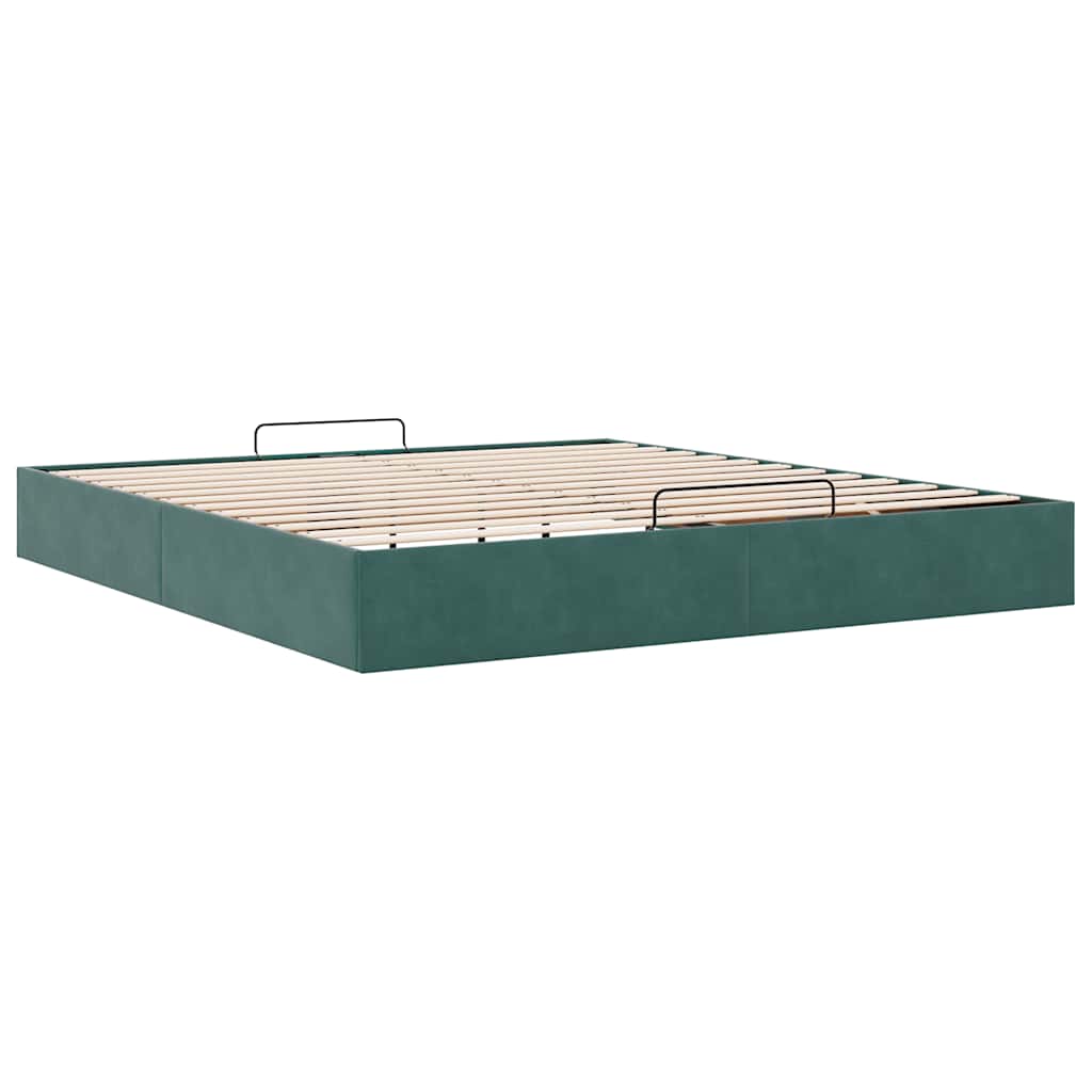 Cadre de lit ottoman sans matelas vert foncé 200x200 cm velours - XIOS