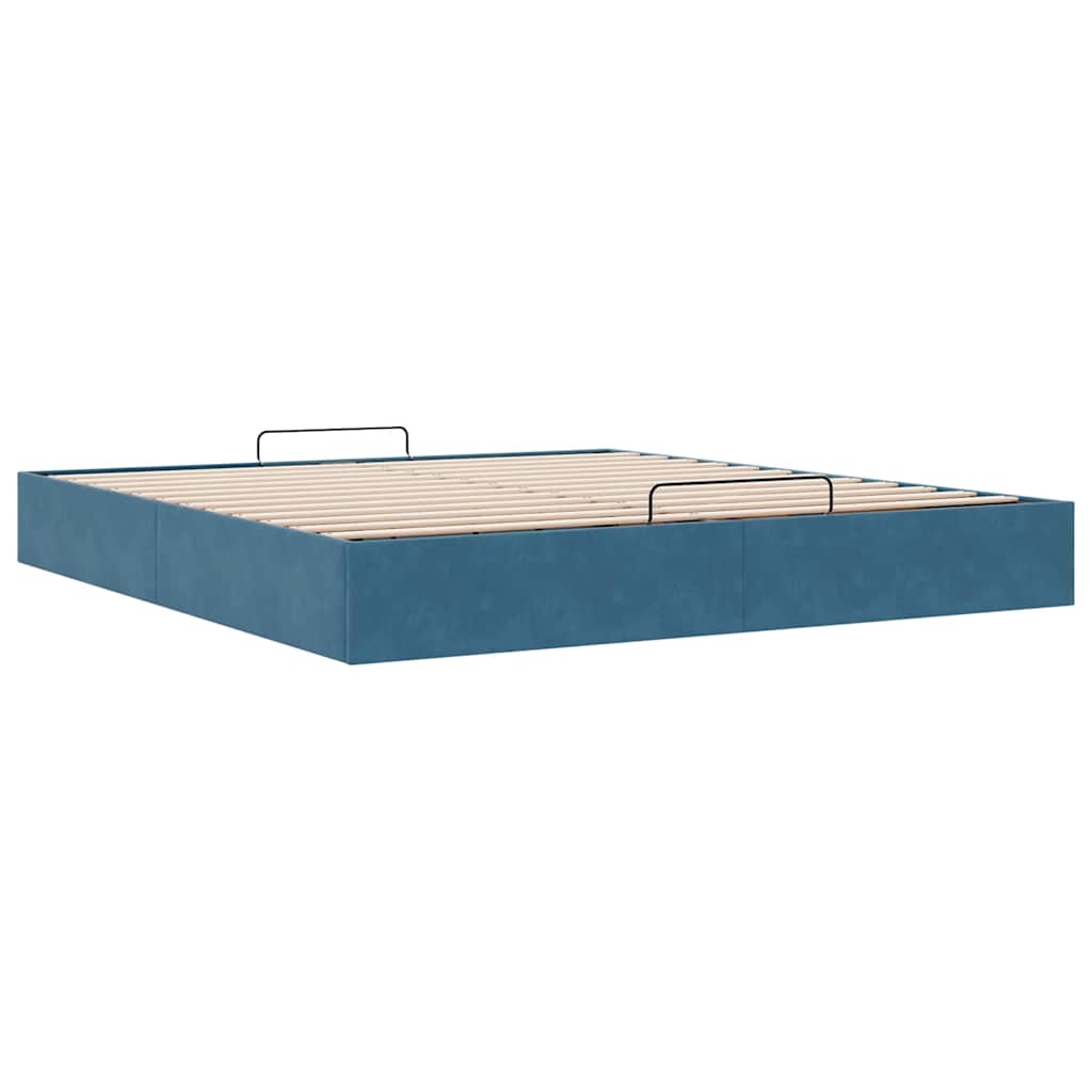 Cadre de lit ottoman sans matelas bleu foncé 200x200 cm velours - XIOS