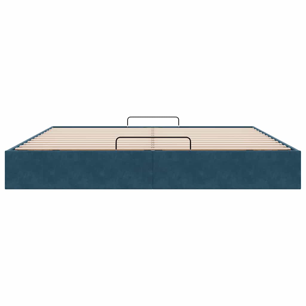 Cadre de lit ottoman sans matelas bleu foncé 200x200 cm velours - XIOS