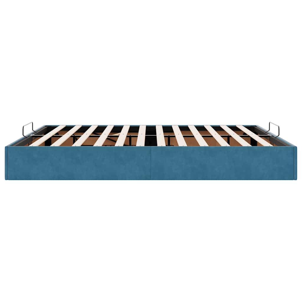 Cadre de lit ottoman sans matelas bleu foncé 200x200 cm velours - XIOS