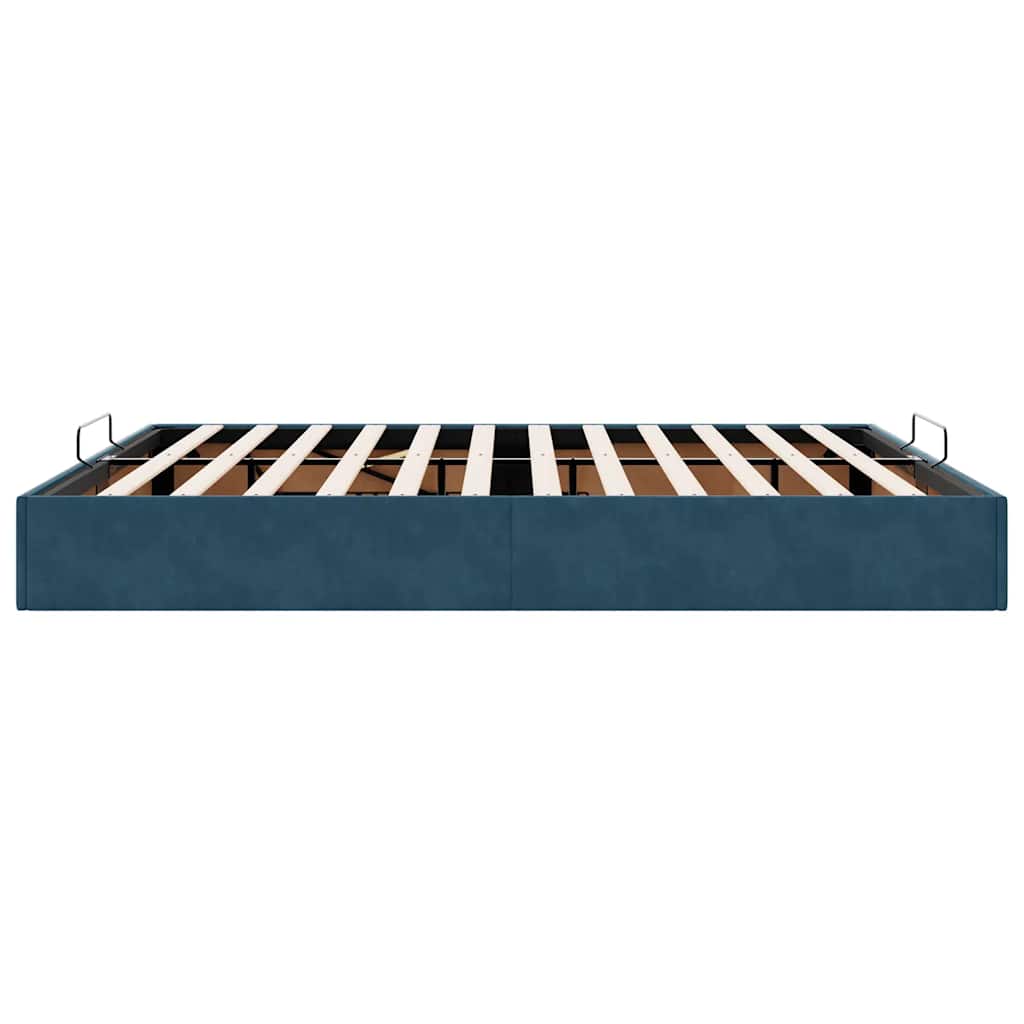 Cadre de lit ottoman sans matelas bleu foncé 200x200 cm velours - XIOS