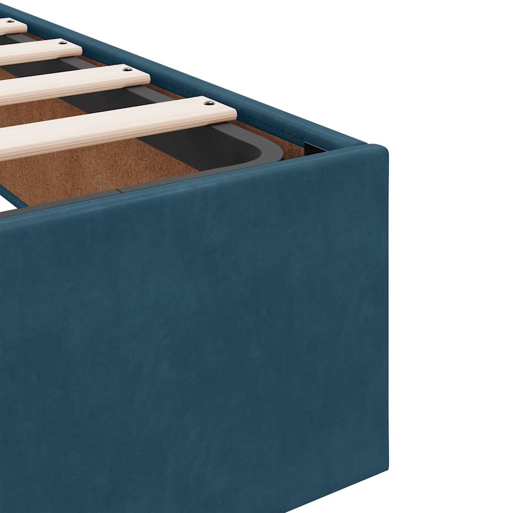 Cadre de lit ottoman sans matelas bleu foncé 200x200 cm velours - XIOS