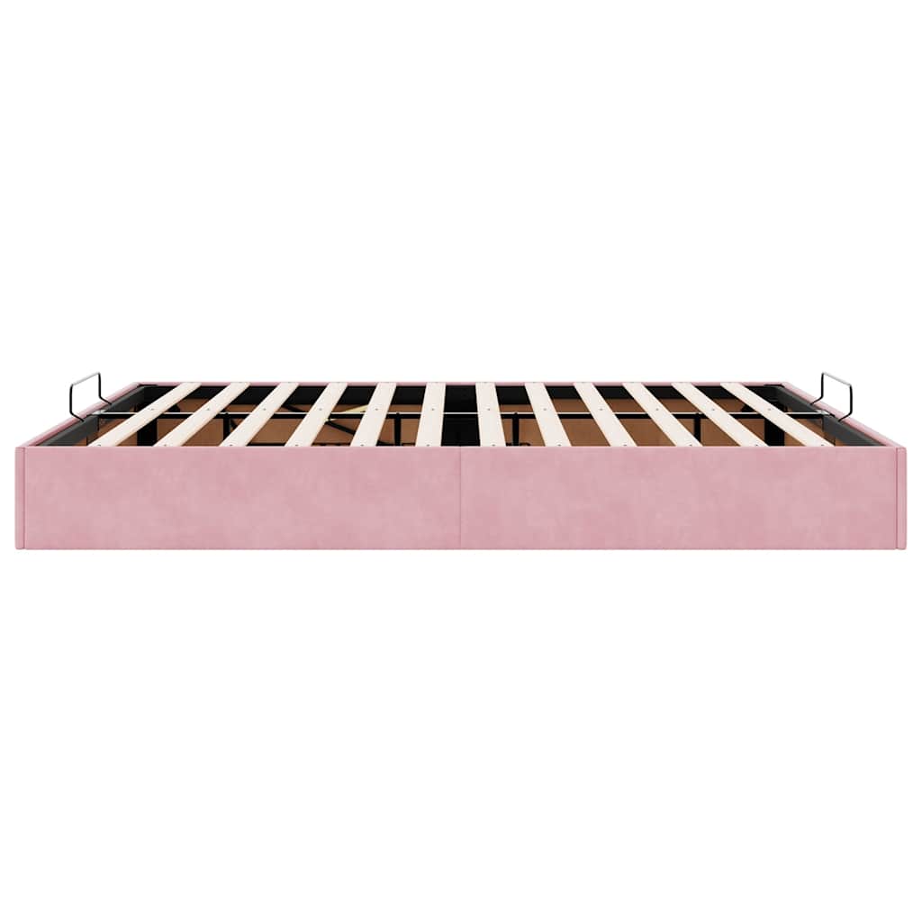 Cadre de lit ottoman sans matelas rose 200x200 cm velours - XIOS