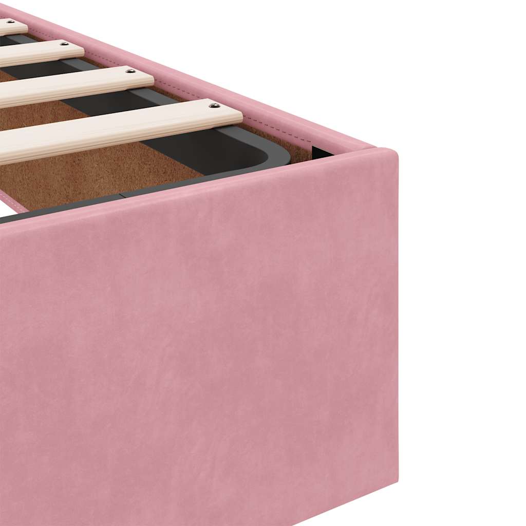 Cadre de lit ottoman sans matelas rose 200x200 cm velours - XIOS
