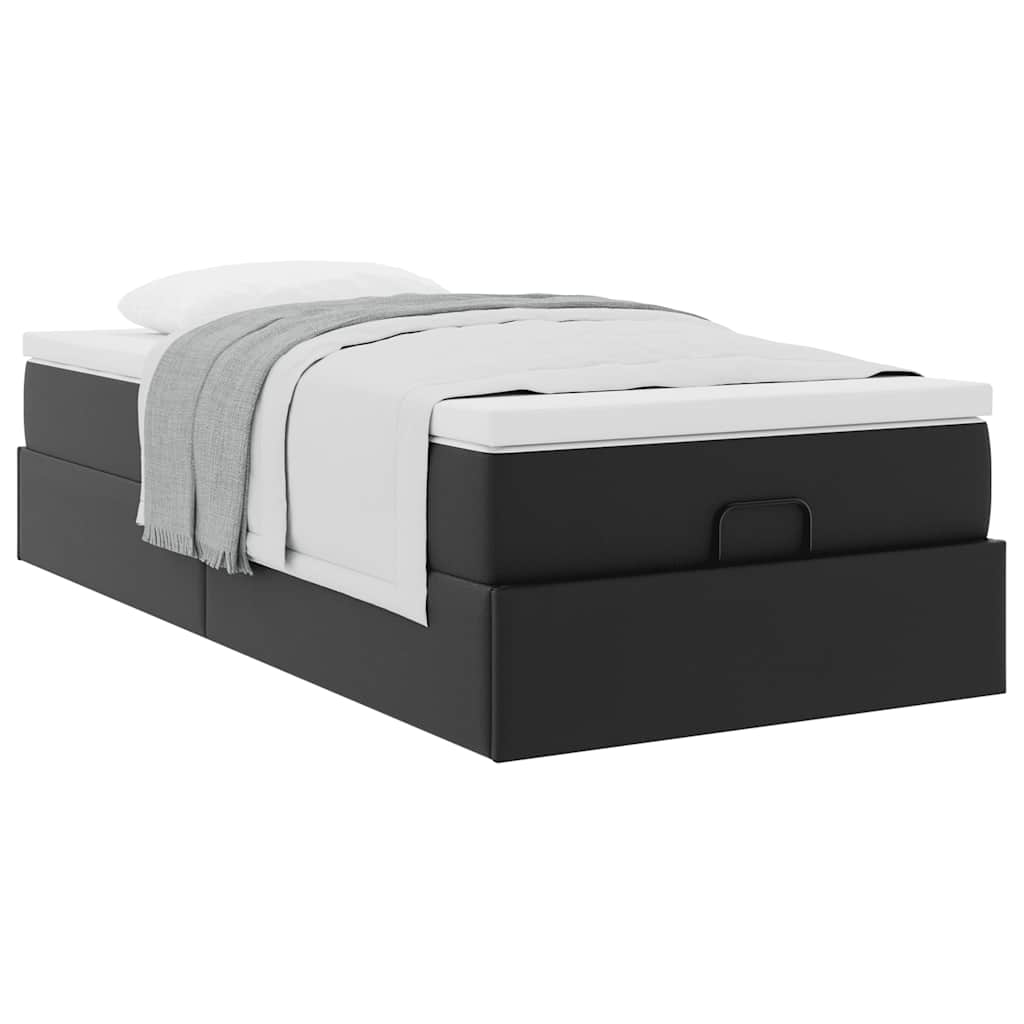 Cadre de lit ottoman avec matelas noir 80x200 cm similicuir - XIOS