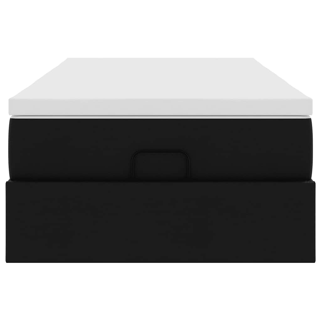 Cadre de lit ottoman avec matelas noir 80x200 cm similicuir