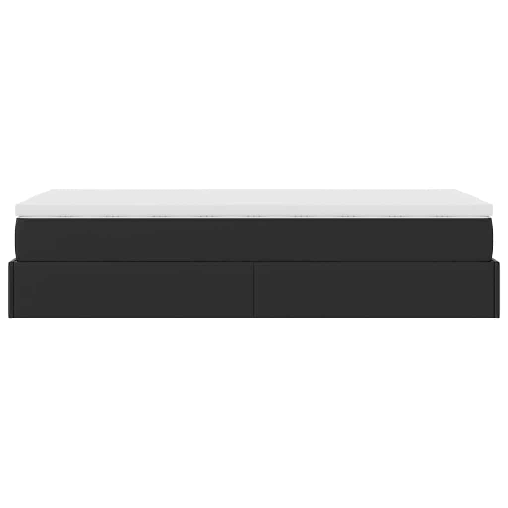 Cadre de lit ottoman avec matelas noir 80x200 cm similicuir