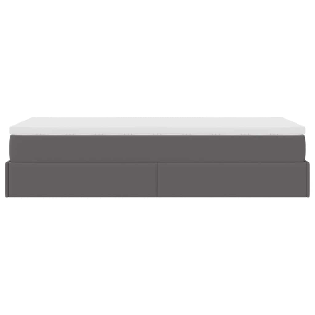 Cadre de lit ottoman avec matelas gris 90x190 cm similicuir - XIOS