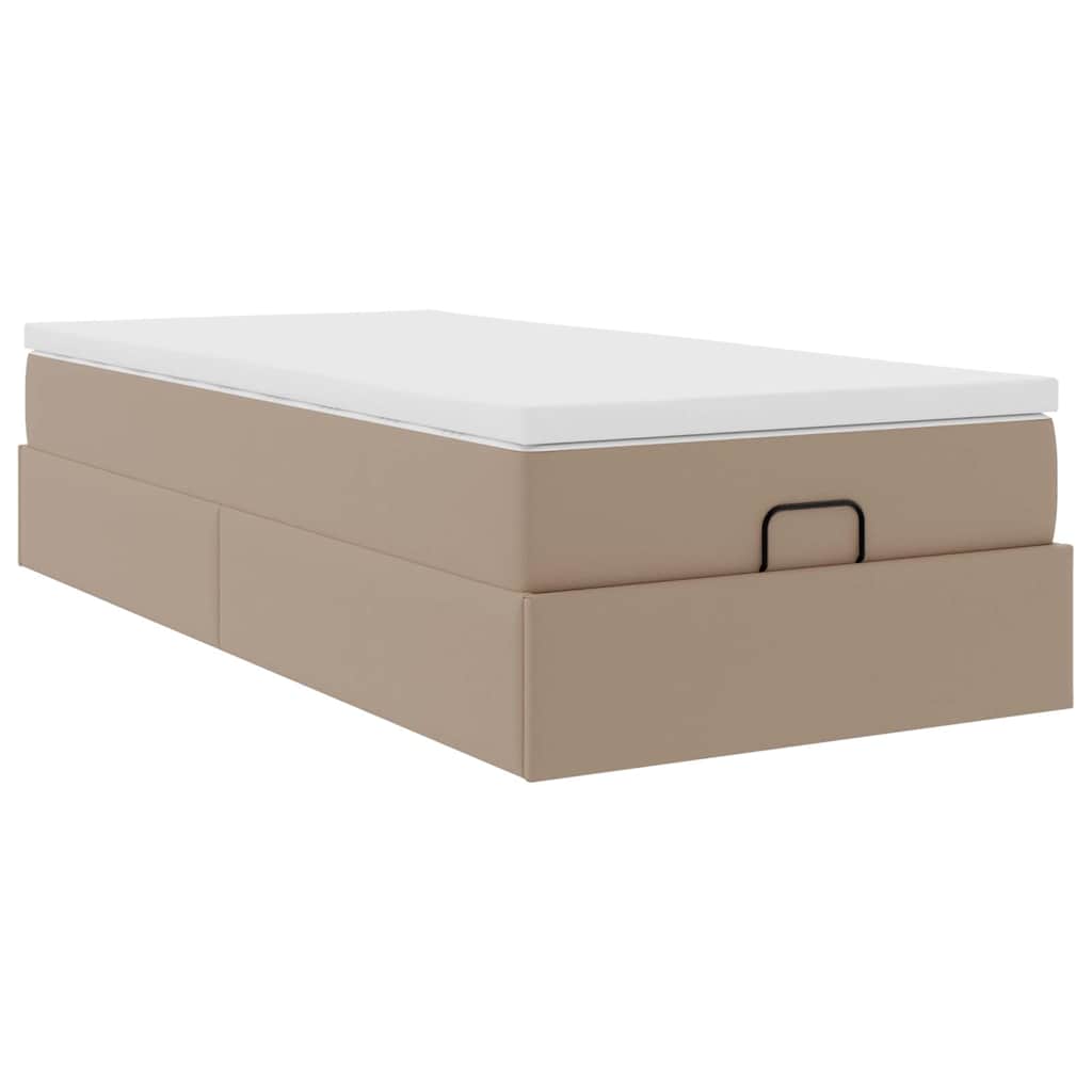 Cadre de lit ottoman et matelas cappuccino 90x190 cm similicuir - XIOS