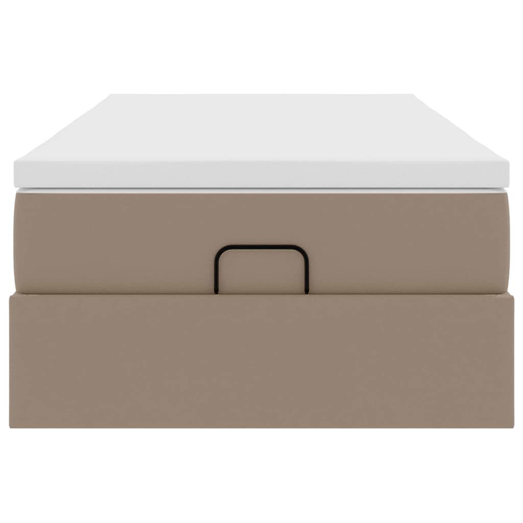 Cadre de lit ottoman et matelas cappuccino 90x190 cm similicuir