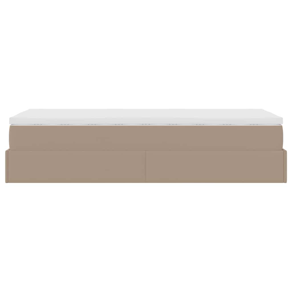 Cadre de lit ottoman et matelas cappuccino 90x190 cm similicuir - XIOS