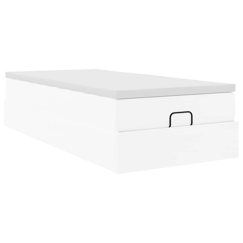 Cadre de lit ottoman avec matelas blanc 90x200 cm similicuir - XIOS