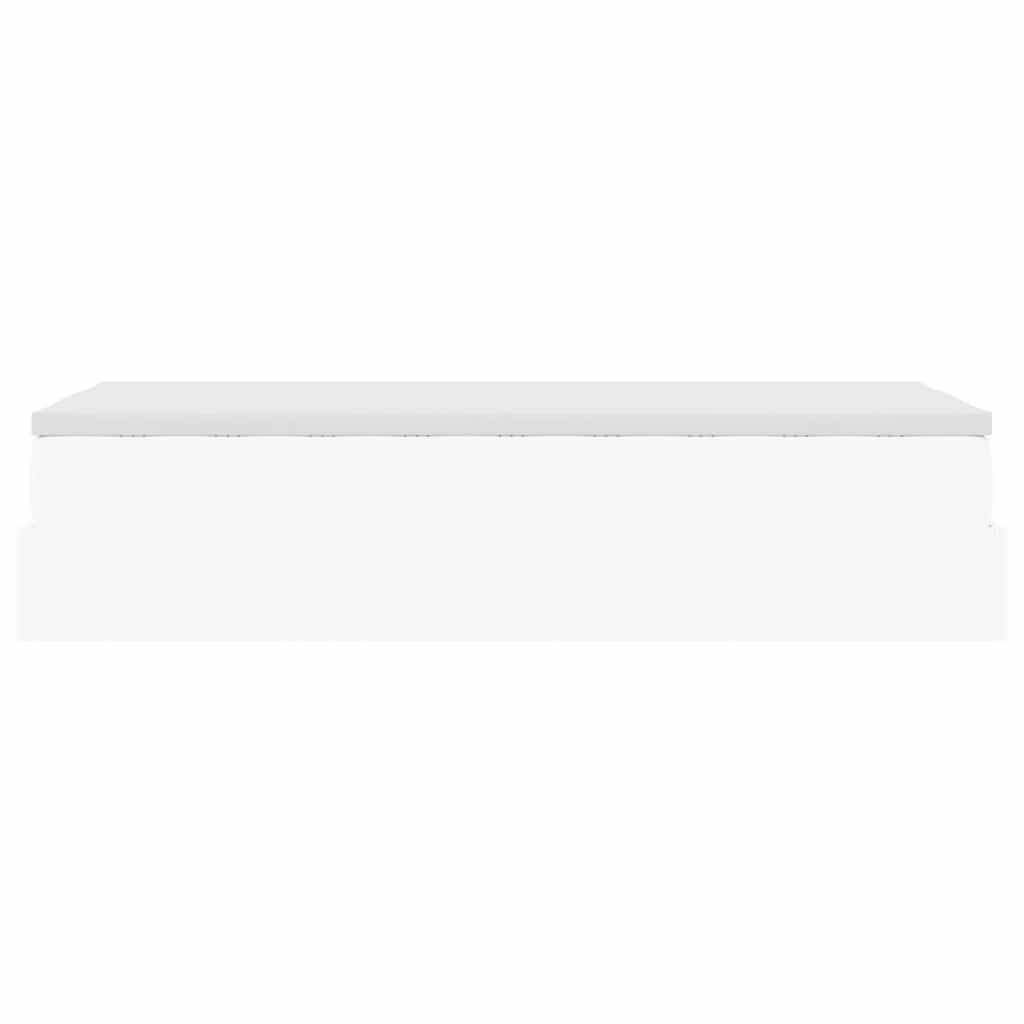 Cadre de lit ottoman avec matelas blanc 90x200 cm similicuir