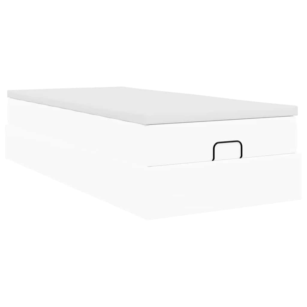 Cadre de lit ottoman avec matelas blanc 90x200 cm similicuir - XIOS