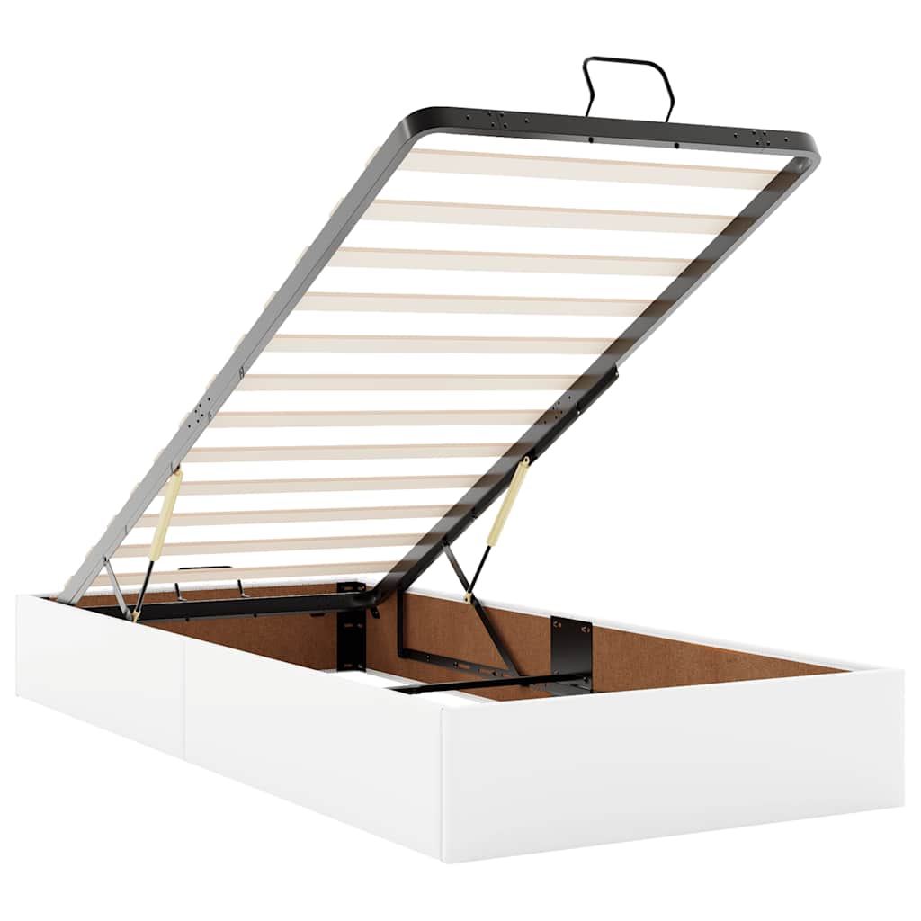 Cadre de lit ottoman avec matelas blanc 90x200 cm similicuir - XIOS