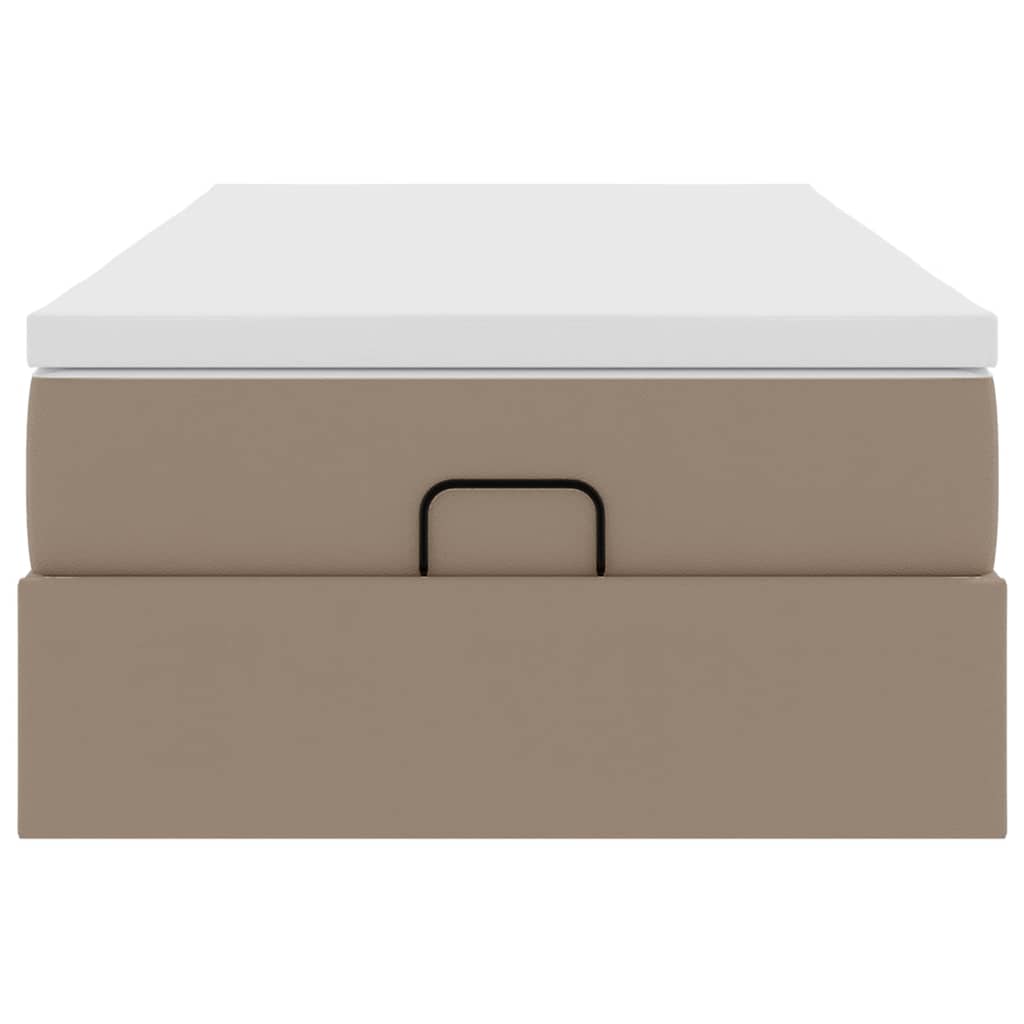 Cadre de lit ottoman et matelas cappuccino 90x200 cm similicuir - XIOS