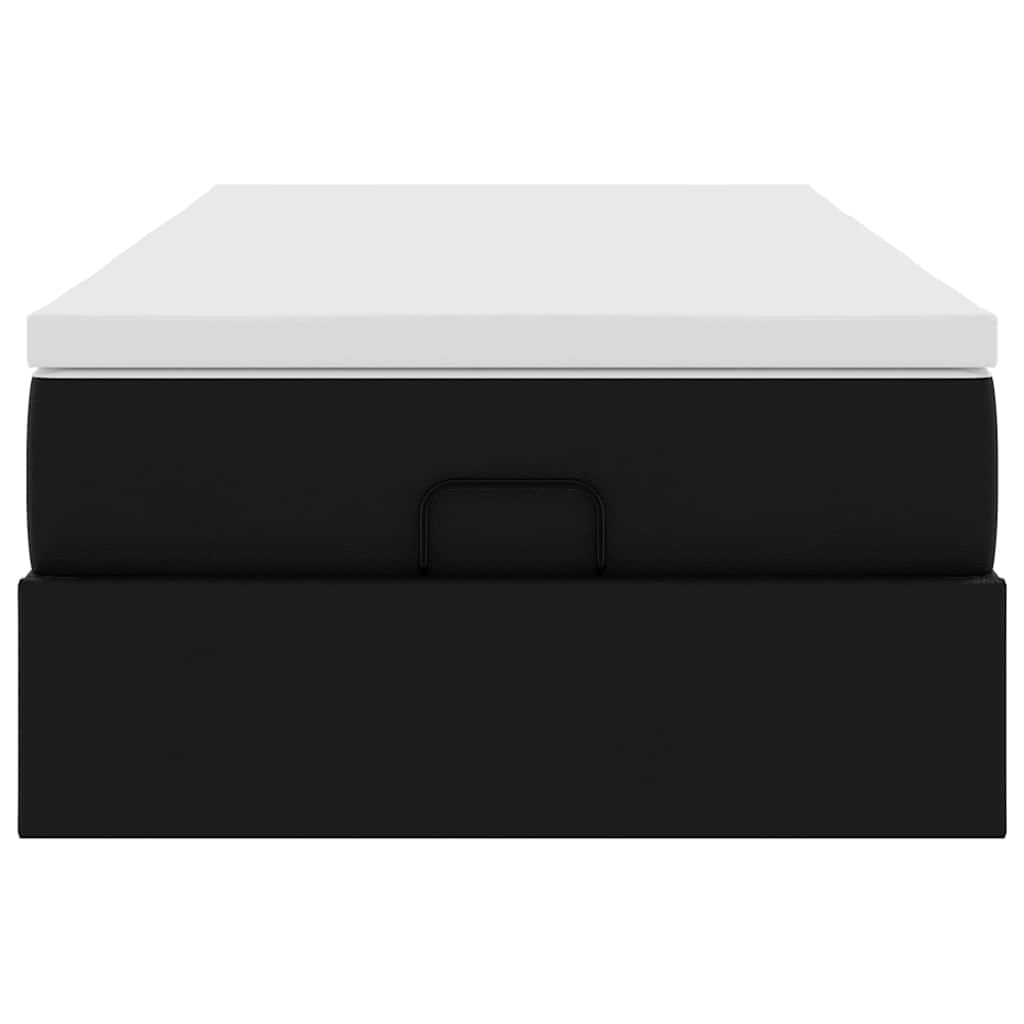 Cadre de lit ottoman avec matelas noir 100x200 cm similicuir - XIOS