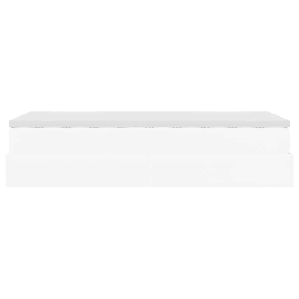 Cadre de lit ottoman avec matelas blanc 100x200 cm similicuir