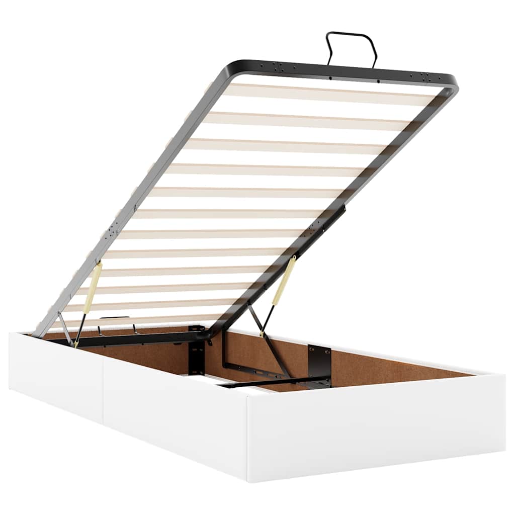 Cadre de lit ottoman avec matelas blanc 100x200 cm similicuir - XIOS