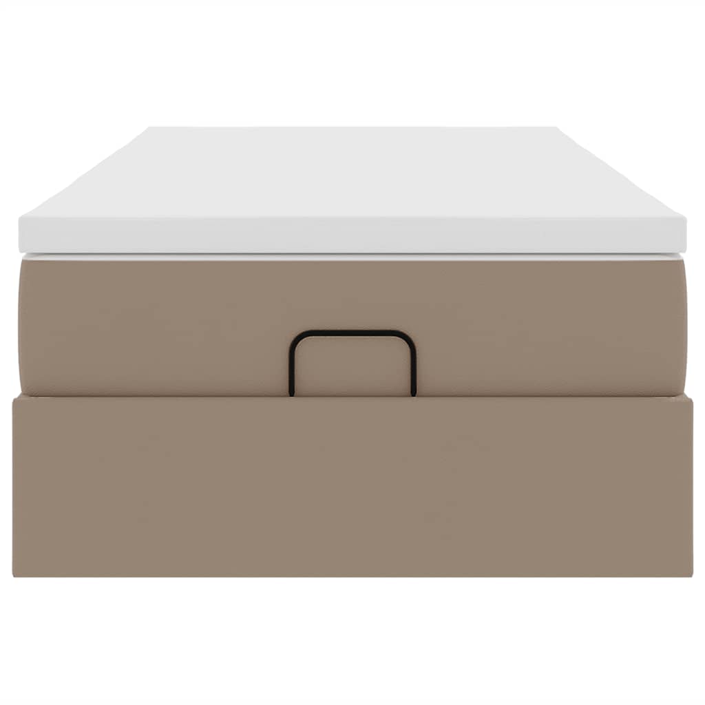 Cadre de lit ottoman et matelas cappuccino 100x200cm similicuir