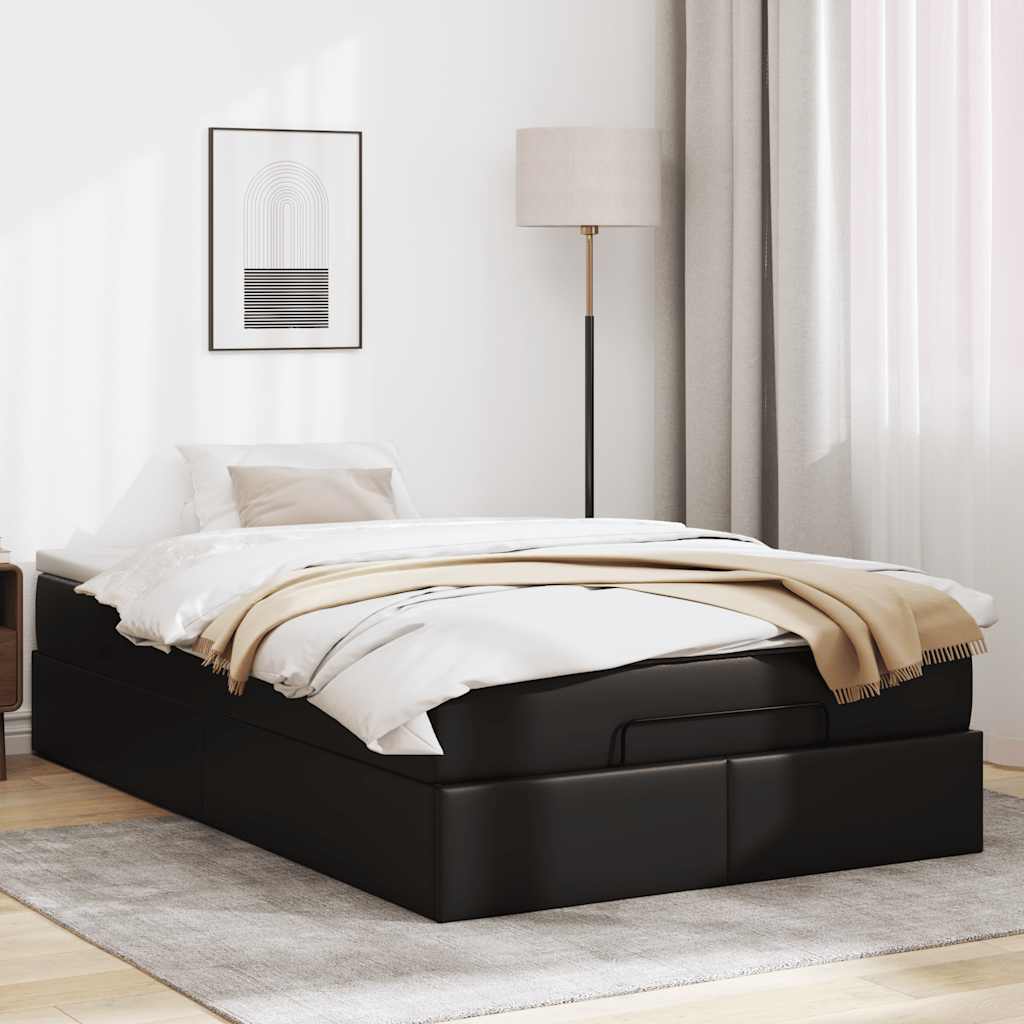 Cadre de lit ottoman avec matelas noir 120x190 cm similicuir - XIOS