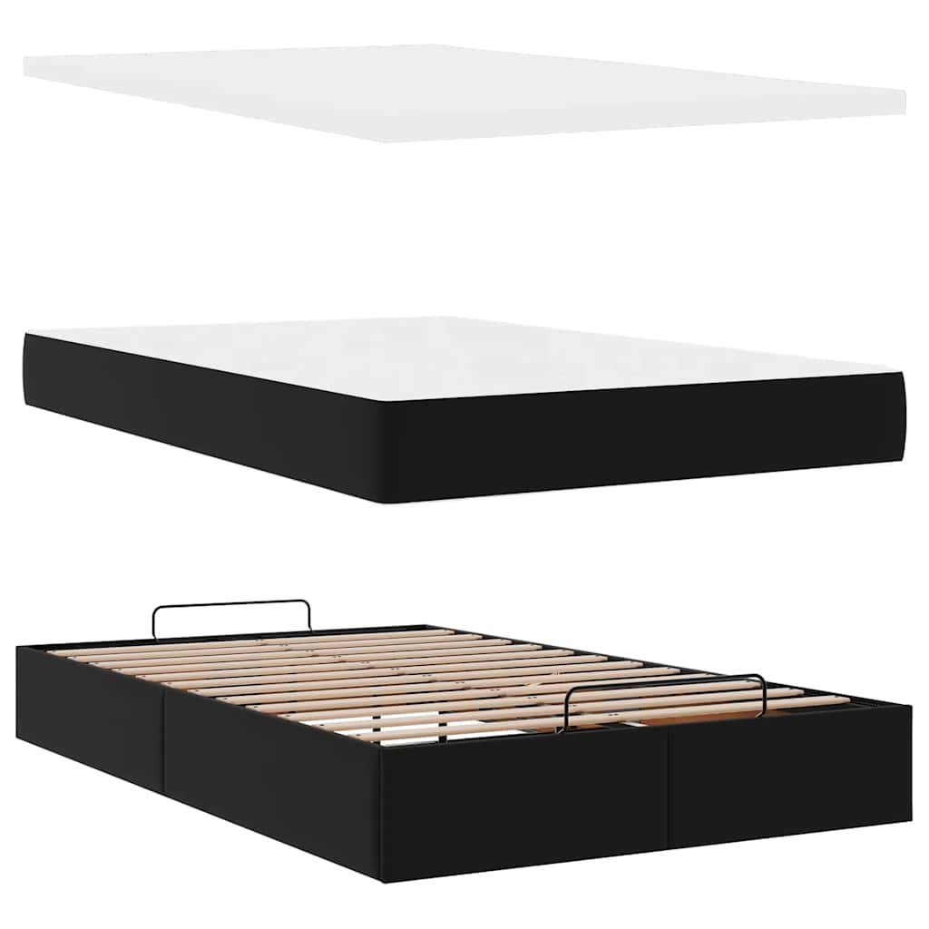 Cadre de lit ottoman avec matelas noir 120x190 cm similicuir - XIOS