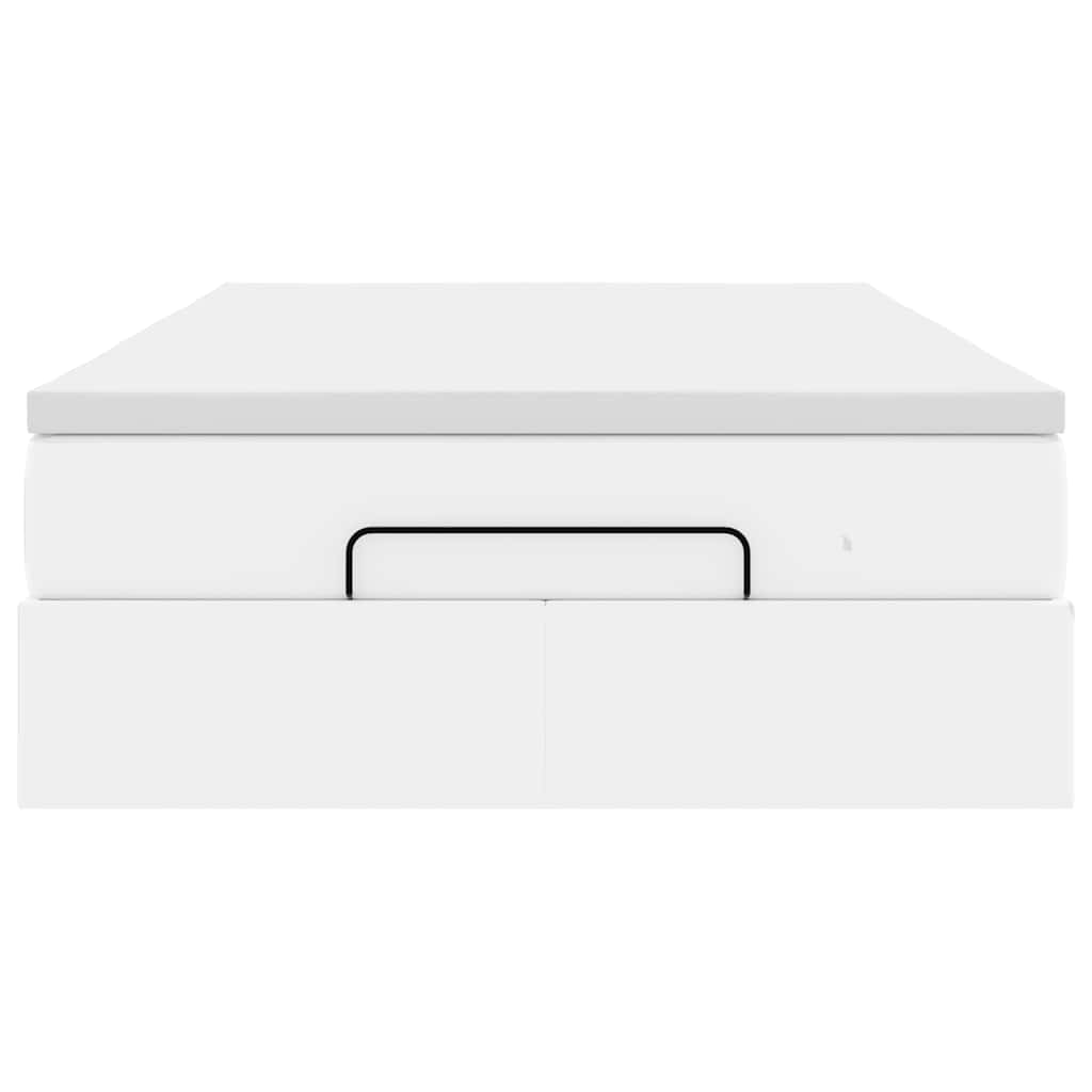 Cadre de lit ottoman avec matelas blanc 120x190 cm similicuir