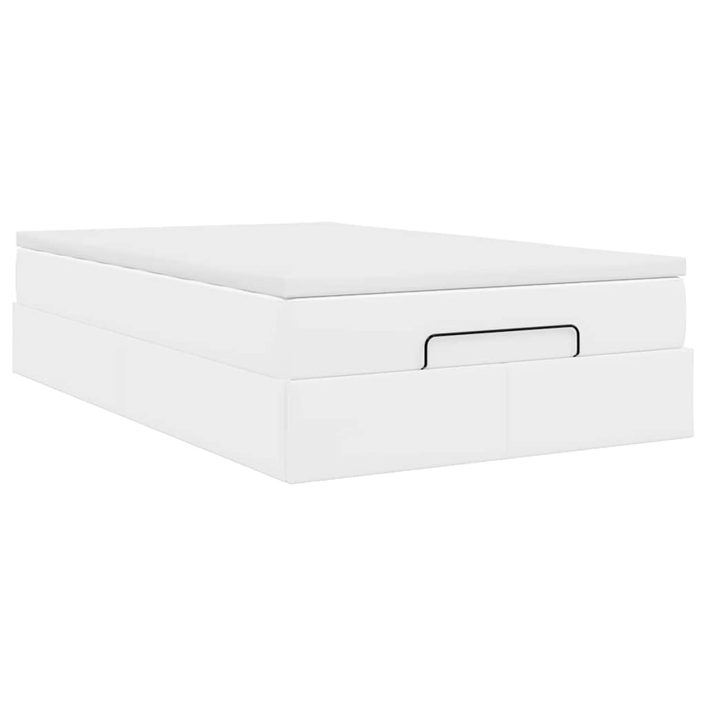 Cadre de lit ottoman avec matelas blanc 120x190 cm similicuir