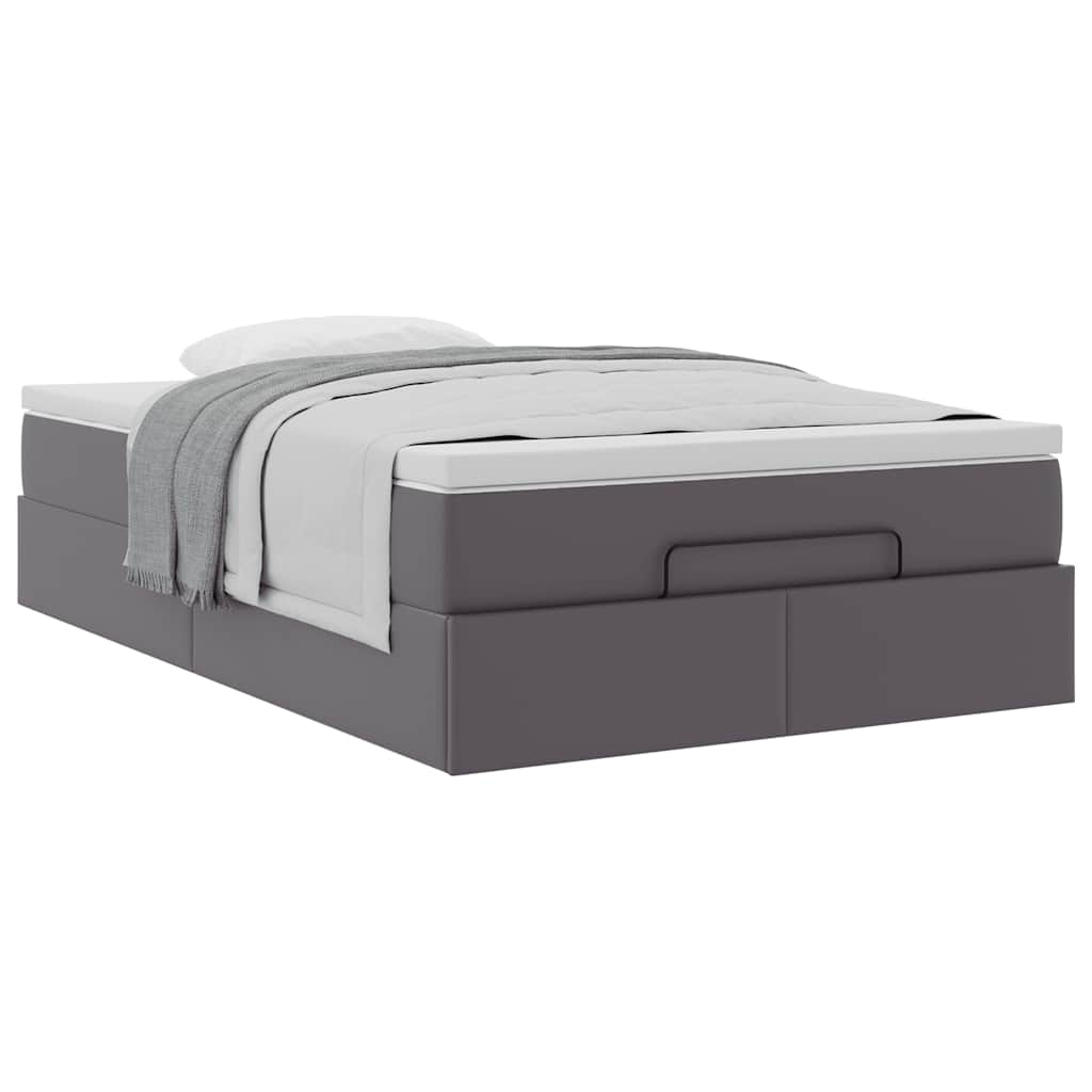 Cadre de lit ottoman avec matelas gris 120x190 cm similicuir - XIOS