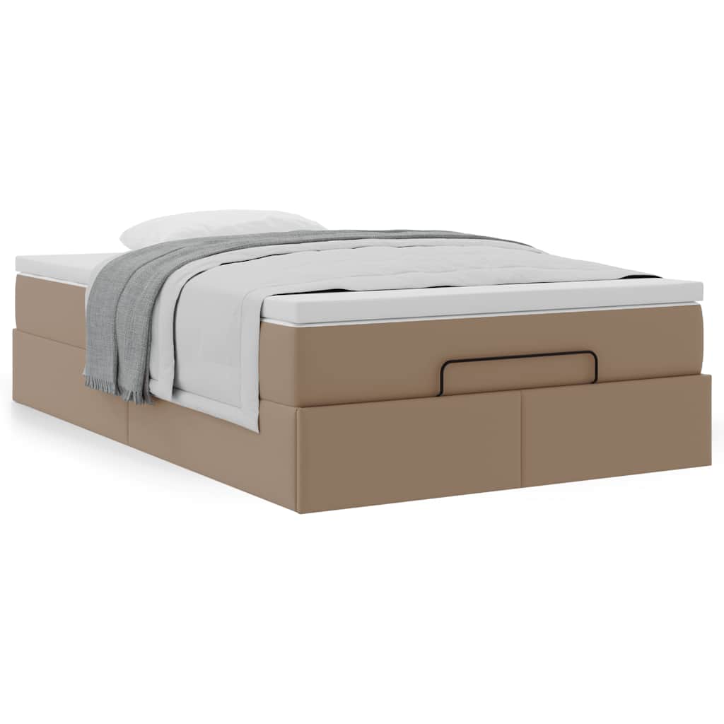 Cadre de lit ottoman et matelas cappuccino 120x190cm similicuir