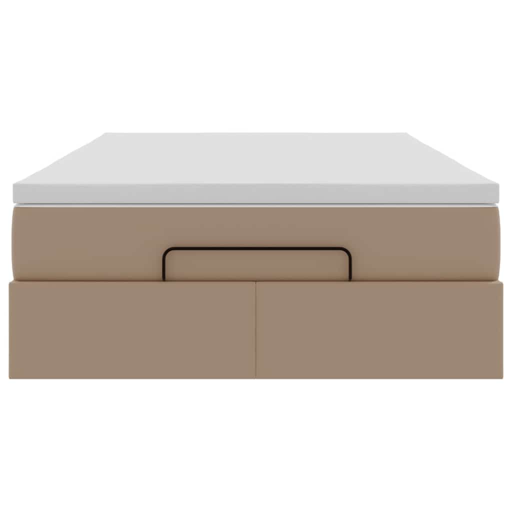 Cadre de lit ottoman et matelas cappuccino 120x190cm similicuir