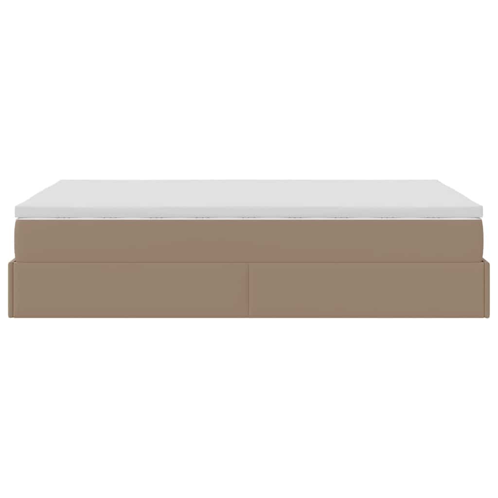 Cadre de lit ottoman et matelas cappuccino 120x190cm similicuir