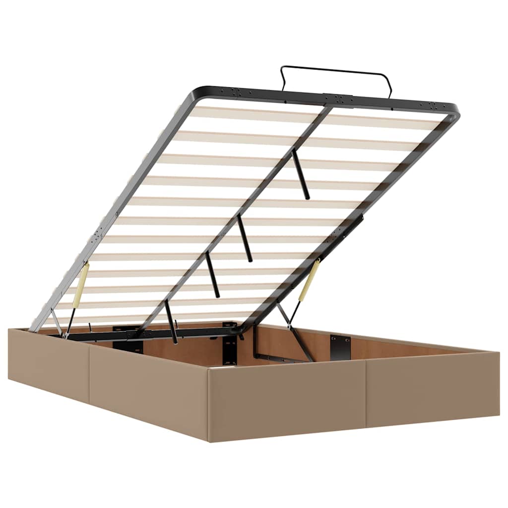 Cadre de lit ottoman et matelas cappuccino 120x190cm similicuir - XIOS