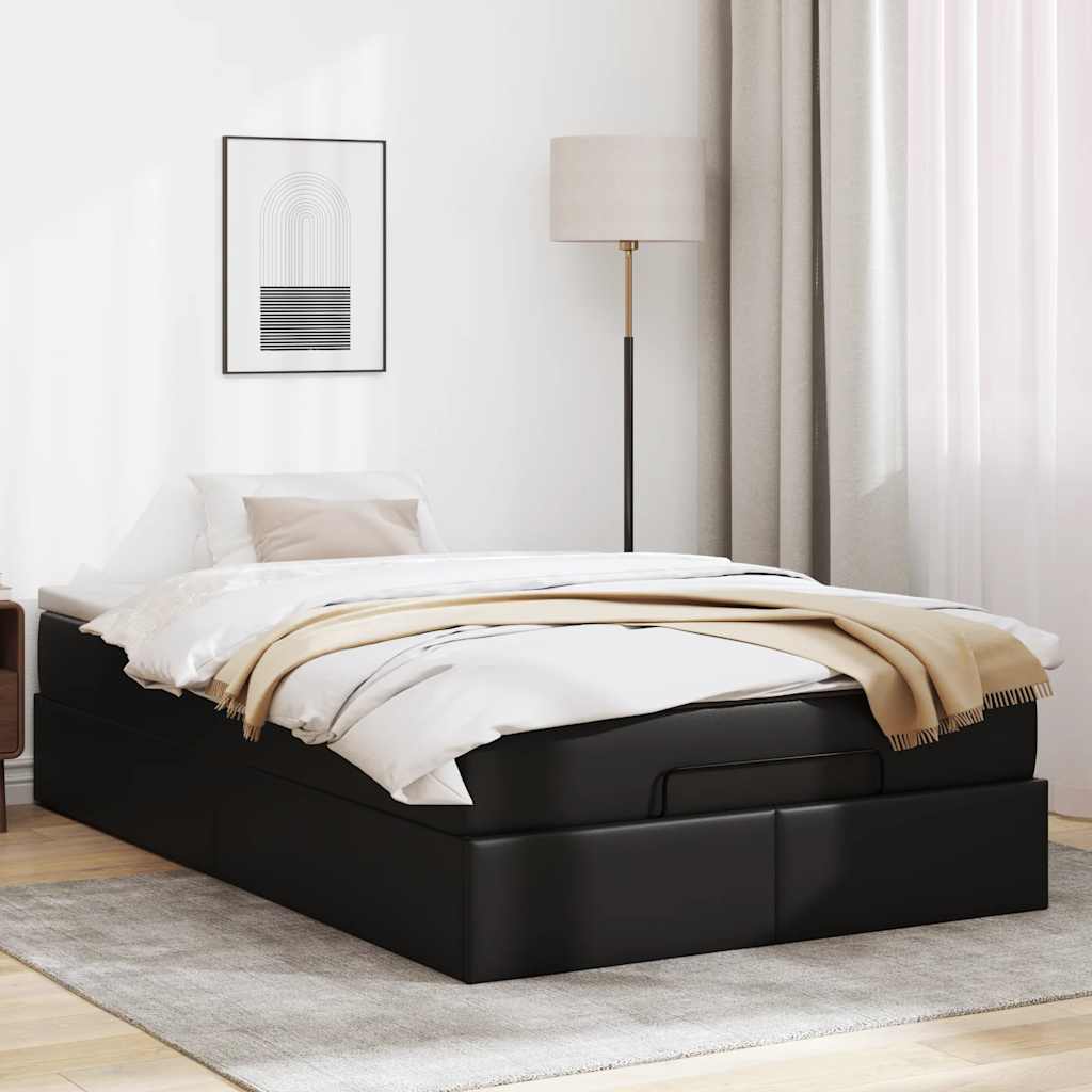 Cadre de lit ottoman avec matelas noir 120x200 cm similicuir
