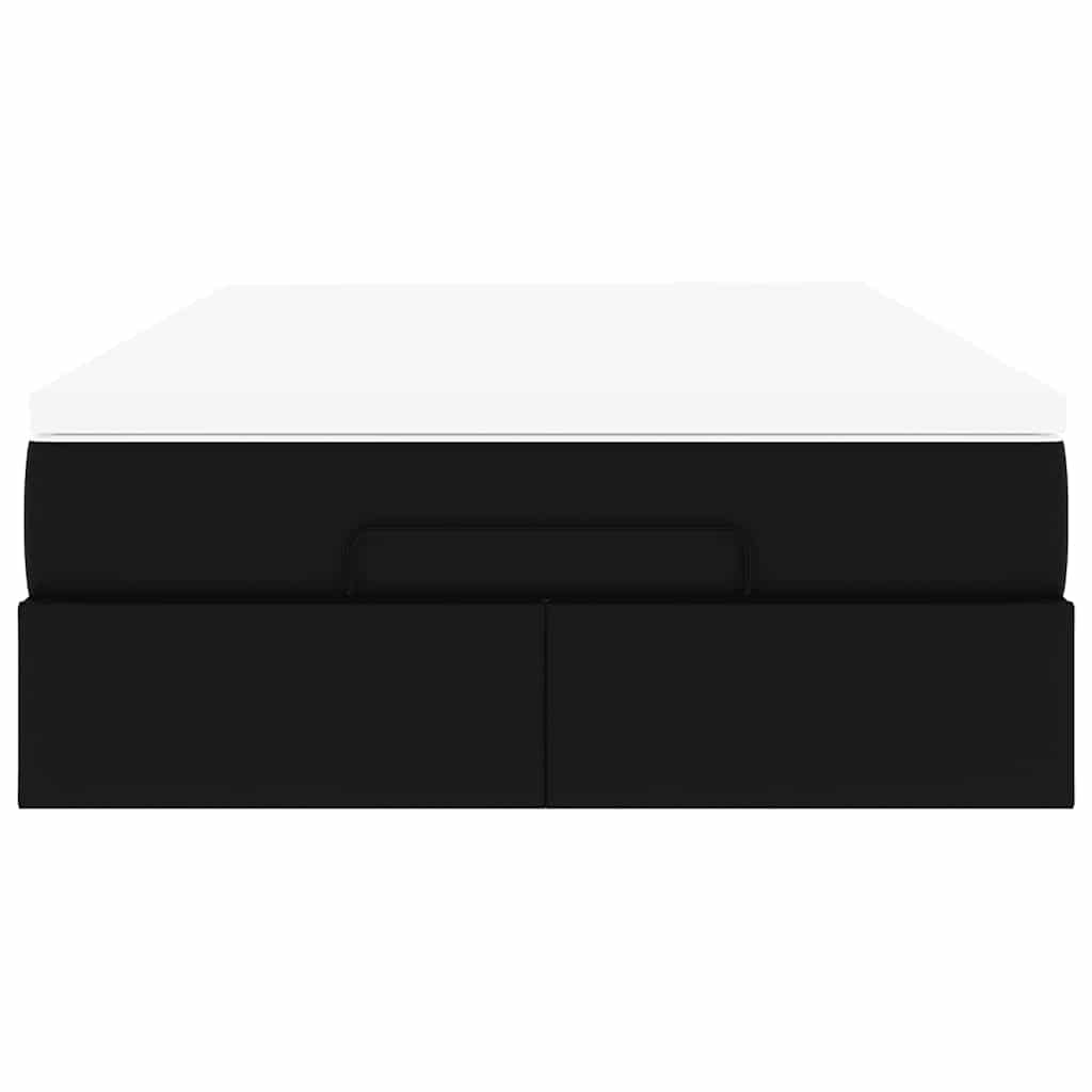 Cadre de lit ottoman avec matelas noir 120x200 cm similicuir